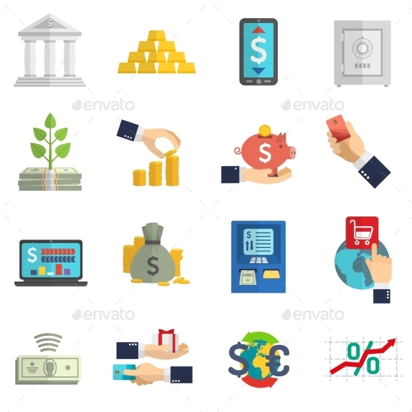 Banking System Icons Set