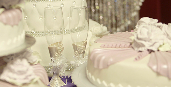 Wedding Cake with Glasses
