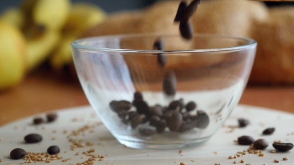Putting The Coffee Beans In a Transparent Coffee