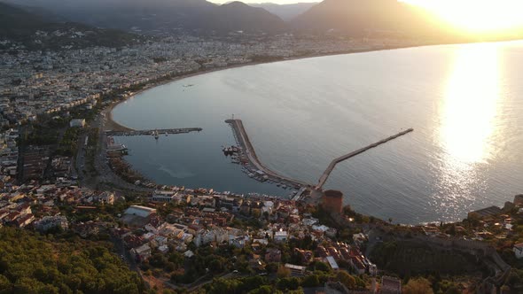 Aerial View Alanya Turkey  Resort Town Seashore