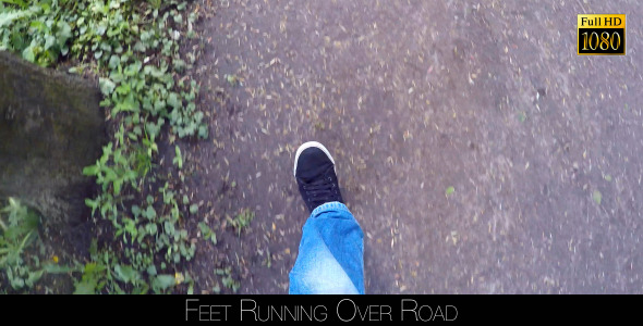 Feet Running Over Road