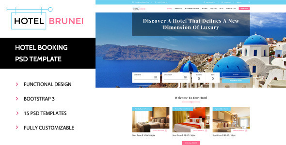 Hotel Brunei - Booking PSD Template