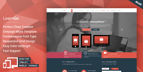 LearnGo - OnePage Education Muse Szablon