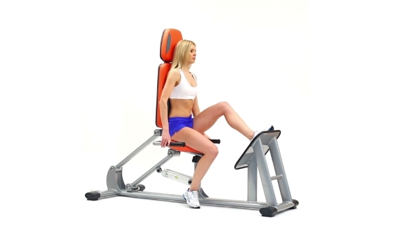 Woman On Orange Hydraulic Exerciser