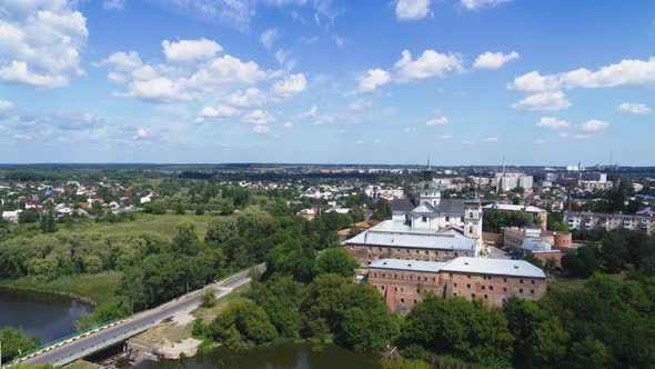 The Monastery of the Bare Carmelites in Berdichev Aerial Day Panorama View