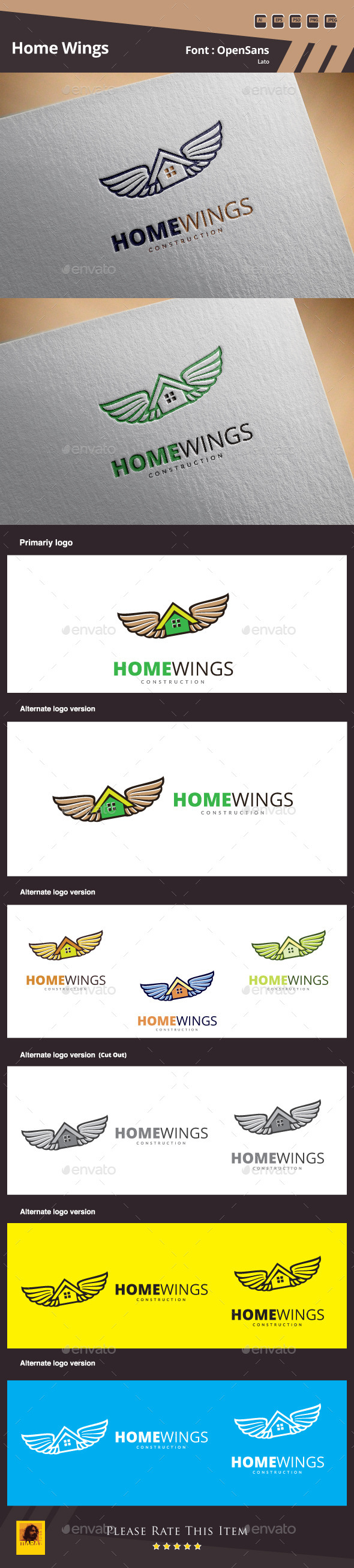 Home Wings Logo Template