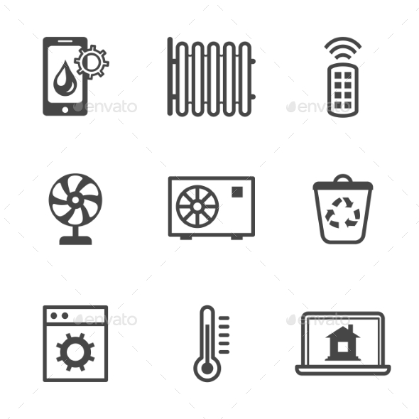 Smart Home Utilities Security Control Icons