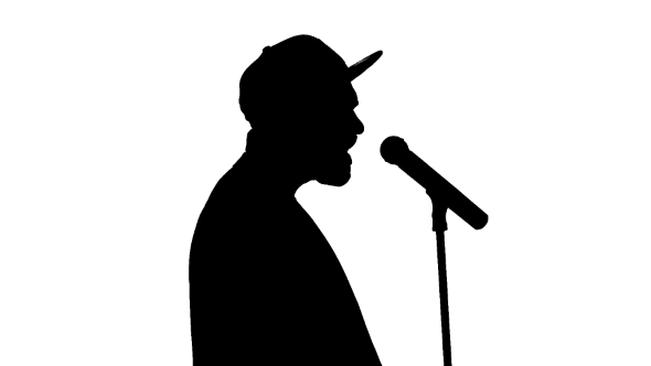 Black Silhouette Of Guy In a Cap Singing a Song