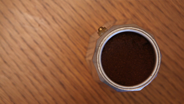 Coffee Preparing Dish Filling With Coffee 