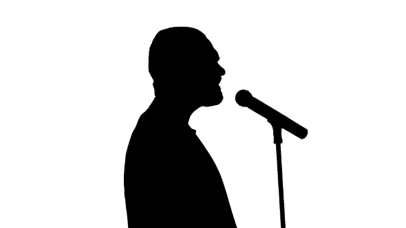 Black Silhouette Of a Singer Vigorously Singing On