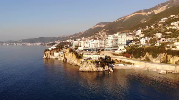 Aerial View of Beautiful Costal Shore in Vlore Albania