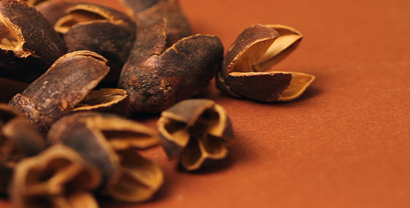 Nuts on Brown Background