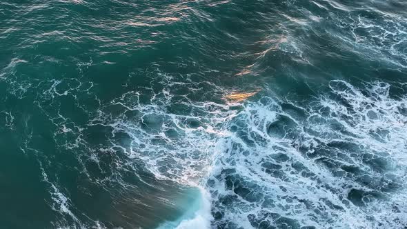 Sea waves in a storm aerial view 4 K