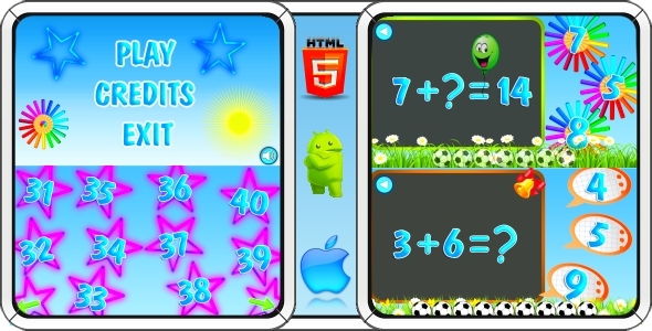 Math Game for Kids - HTML5 Mobile Game (Construct 3 | Construct 2 | Capx)