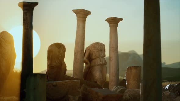Old Roman Temple Ruins at Sunset alt