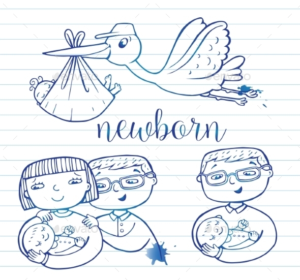 Newborn Doodle Icon Set