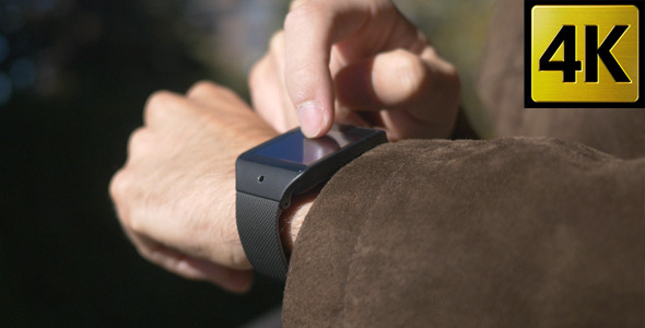 Smartwatch Being Used Outdoors Wearable Technology