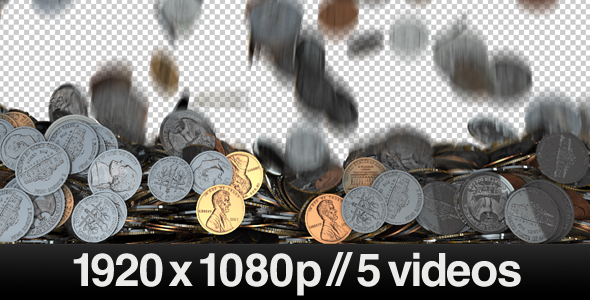 5 Videos of Coins Falling / Dropping on Screen