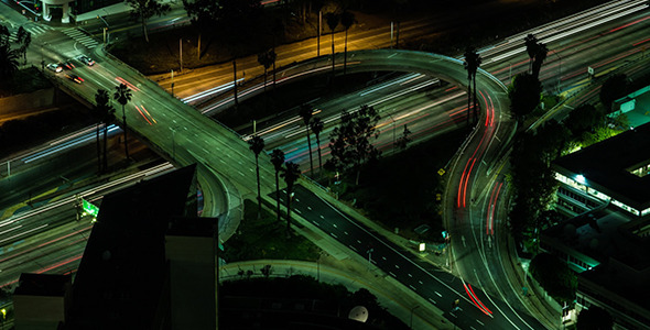 Downtown Los Angeles Freeway Close 