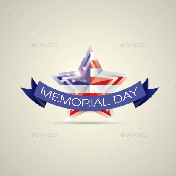 Memorial Day With Star In National Flag Colors