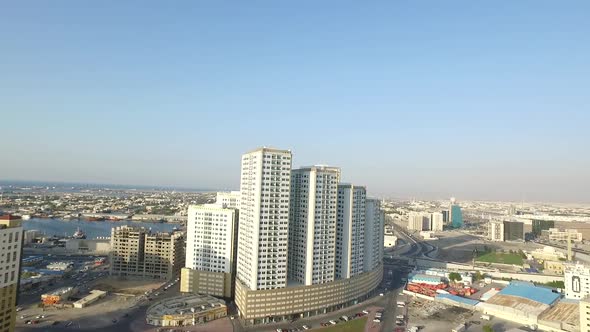 Cityscape of Ajman with Modern Buildings Aerial Top View