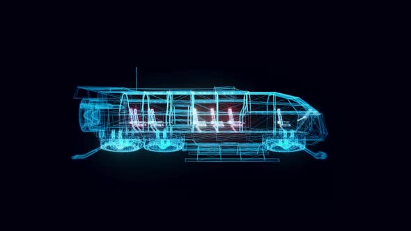 Futuristic Transport Shuttle Hologram Rotating 4k