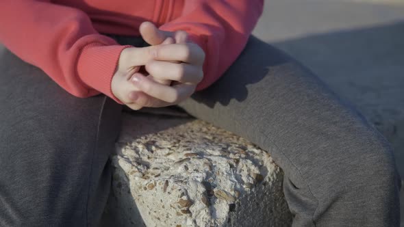 Depression of a teenager in outdoor.