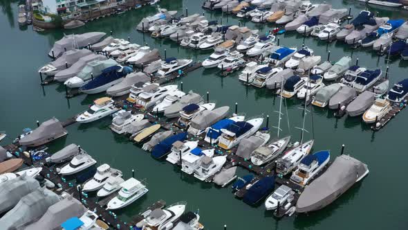 Top view of Hong Kong yacht club in Sai Kung