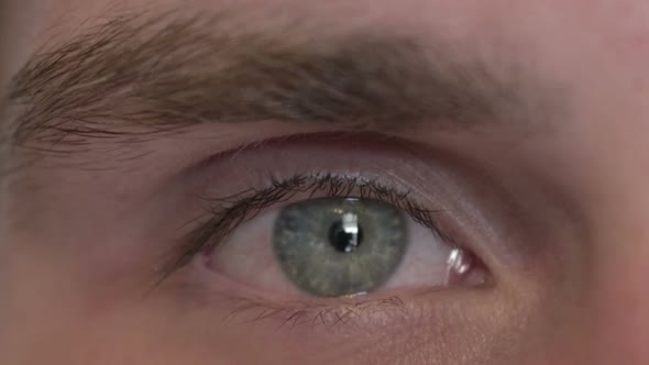 Close Up of Eye of Young Man Looking at Camera
