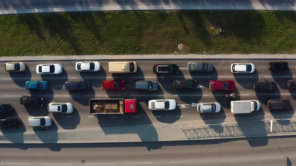 Top View of Car Traffic in the City