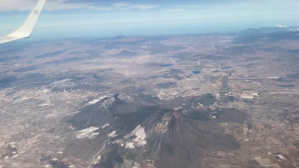 Mountain peak seen from an aircraft, mexico landscape travel