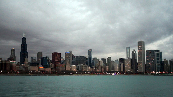 Chicago Illinois Downtown Skyline Storm Brewing