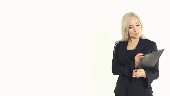 Portrait Of a Beautiful Business Woman Showing