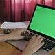 Girl Typing on Green Screen Laptop - VideoHive Item for Sale