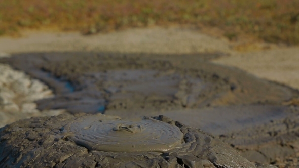 Slow Eruption Of Volcano Mud 