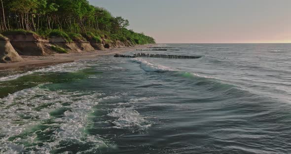 Waves and beach on Baltic Sea. Tourism at Baltic sea.