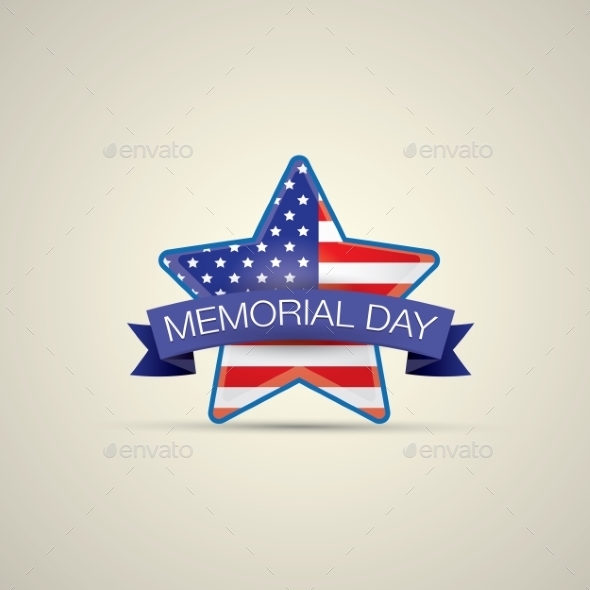 Memorial Day with Star In National Flag Colors