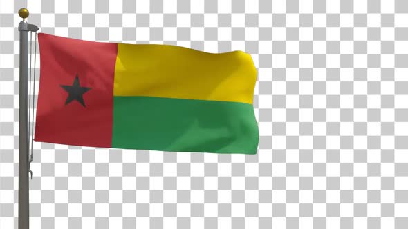 Guinea Bissau Flag on Flagpole with Alpha Channel