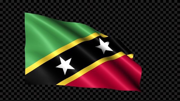 Saint Kitts And Nevis Flag Blowing In The Wind