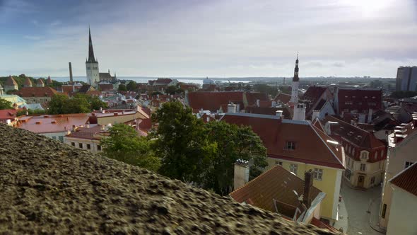 Gimbal Stabilized Shot of the Historical Part of Tallinn From the Observation Deck, Estonia