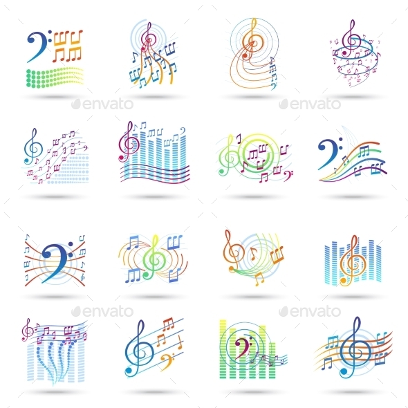 Music Notes Icons Set