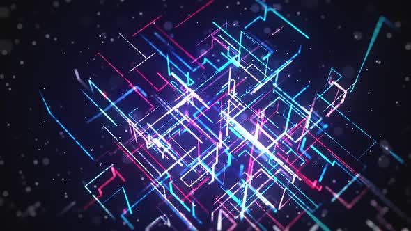 Abstract Background Neon Lines Looped