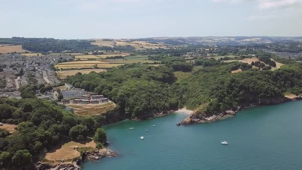 Aerial view of the town of Brixham in the Torbay District