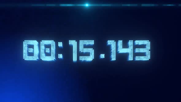 Digital futuristic timer clock countdown on black 