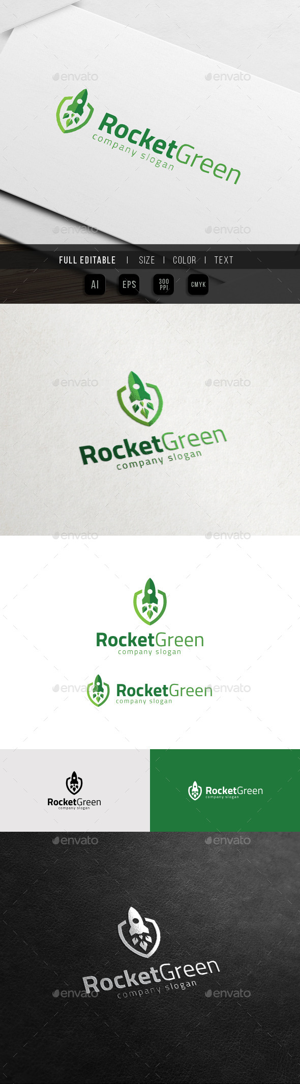 Green Startup Growth - Rocket Launch Logo