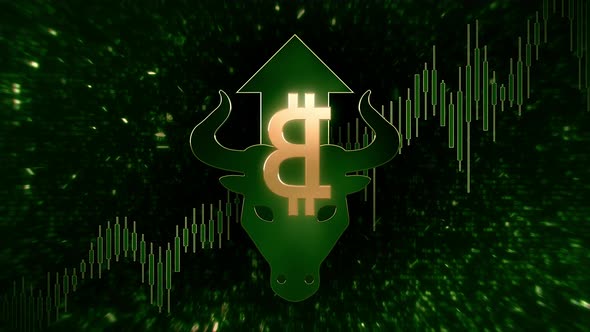 Bitcoin Trading Bull Market Green Cryptocurrency Graph Loop Background alt