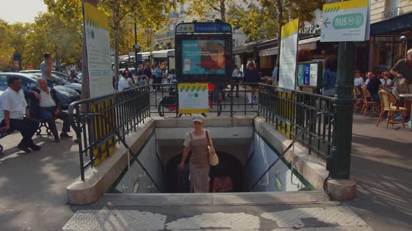 Young girl leaving the subway