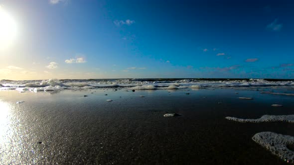 Waves crashing on the shore