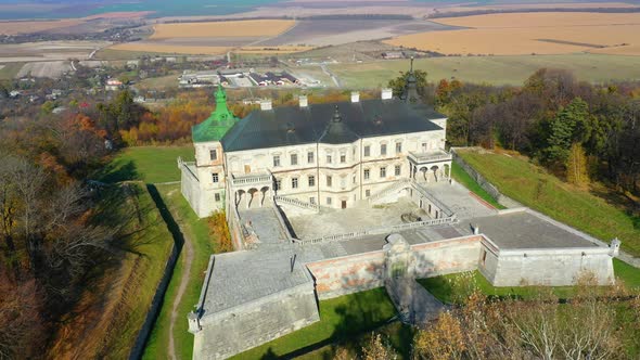 Aerial View of Haunted Castle of Pidhirtsi, Ukraine