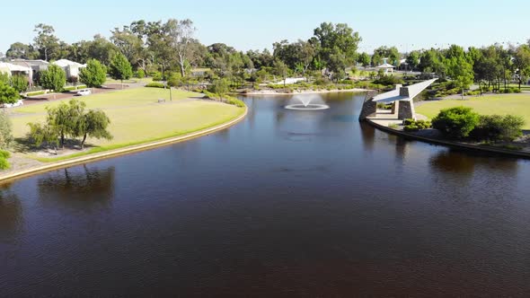 Aerial View of a Beautiful Pond in Suburbia